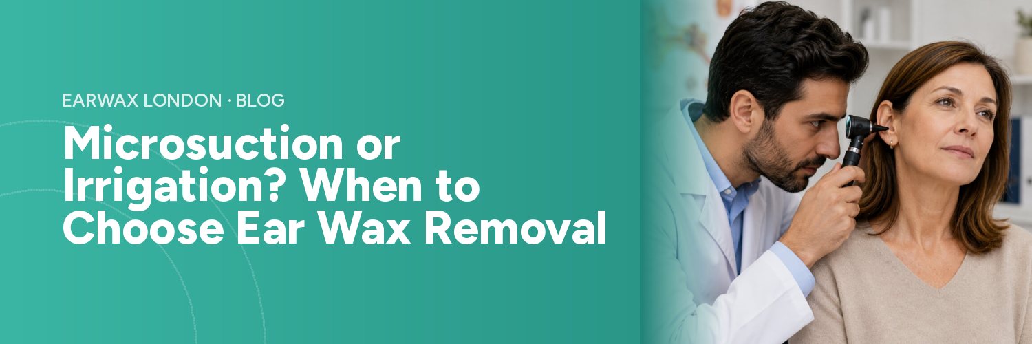 Audiologist performing video otoscopy during microsuction ear wax removal